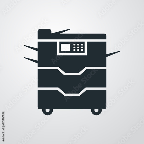 Icono plano fotocopiadora en fondo degradado