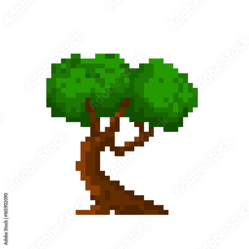 Pixel green summer tree for games and applications © Mikhail Miroshnichen