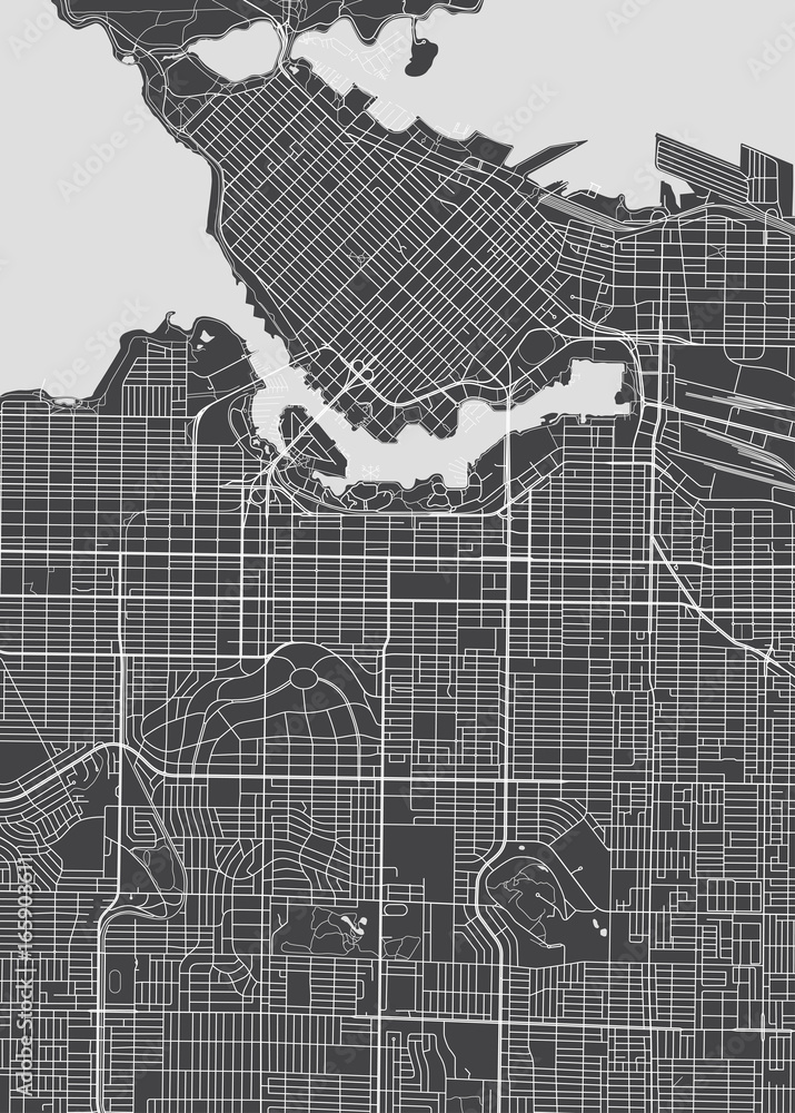 Obraz premium Vancouver city plan, detailed vector map
