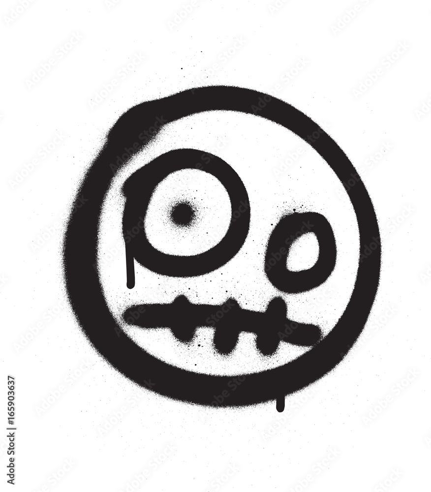 graffiti scary emoji sprayed in black over white graffiti scary emoji sprayed in black over white