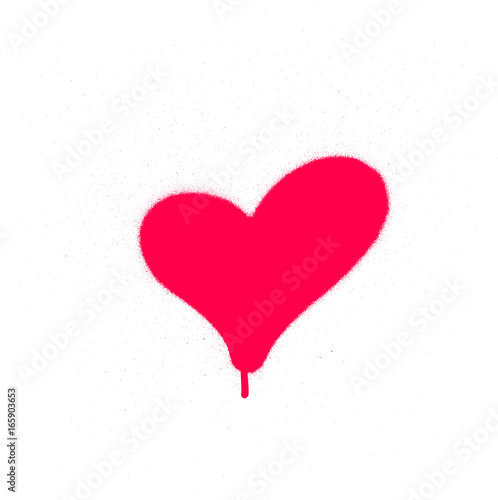 sprayed graffiti leaking heart in red on white