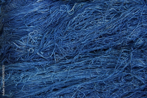 Blue indigo dye cotton thread : Close up