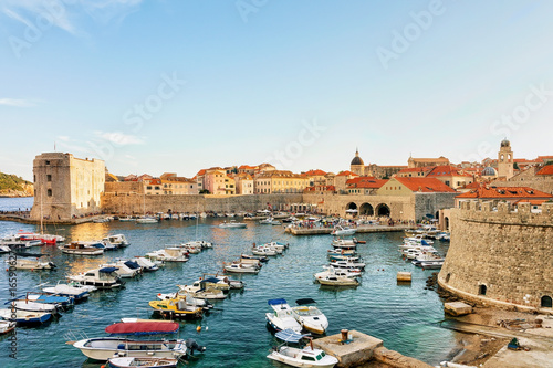 Sailing boats at Saint John Fortress and Old port Dubrovnik