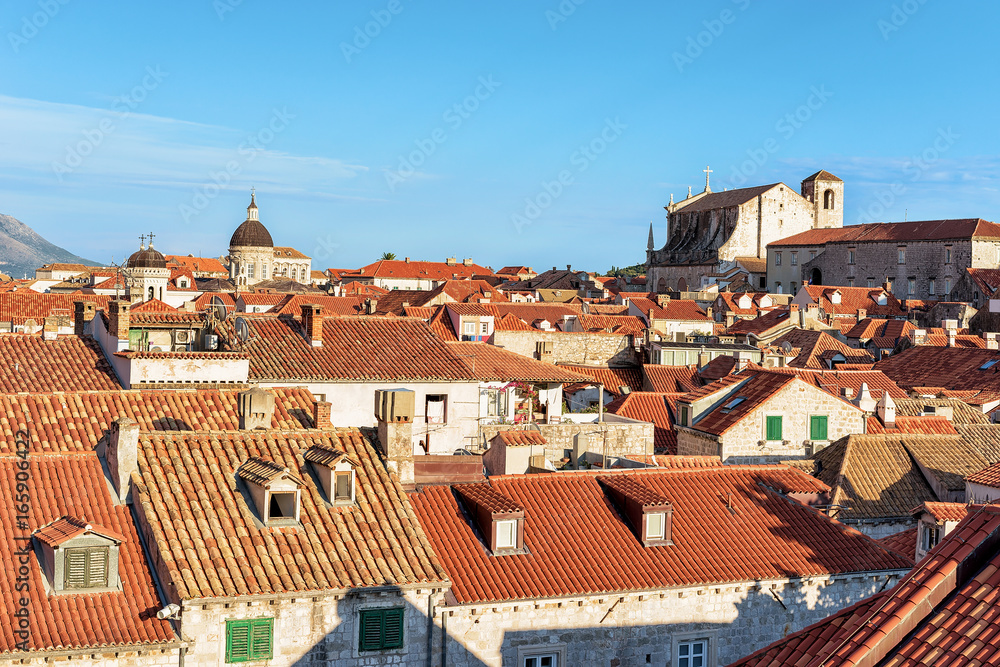 Panorama on Old city Dubrovnik with red roof tile