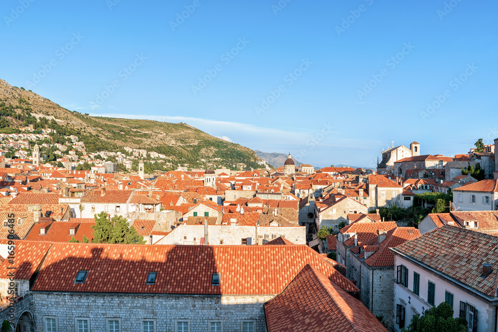 Panorama of Old city Dubrovnik with red roof tile