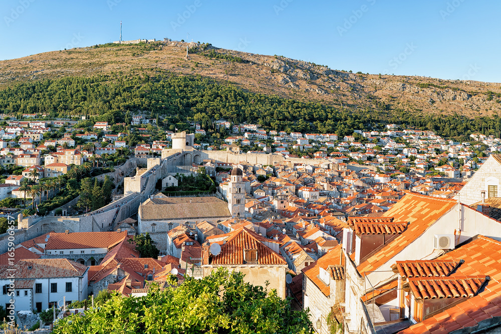 Obraz premium Fort Minceta and Franciscan Monastery Bell tower of Dubrovnik