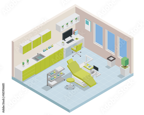 Modern Isometric Dentist Clinic Interior Design