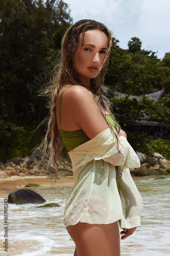 Beautiful sexy woman on a beach