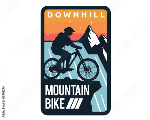 Modern Downhill Bike Logo Badge Illustration