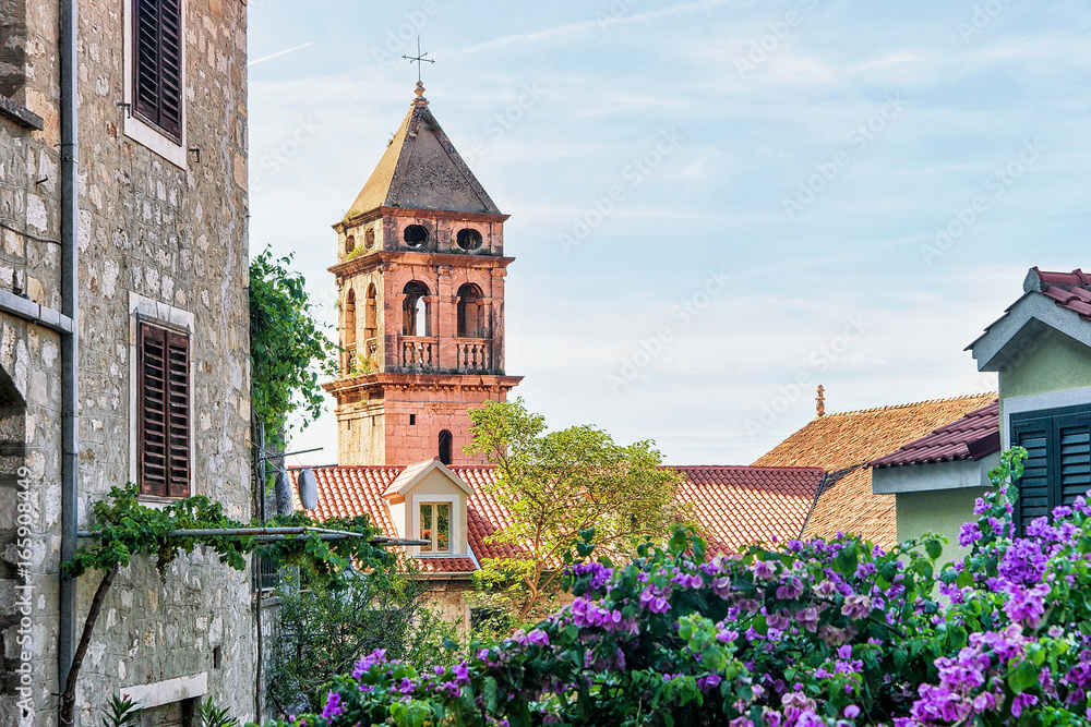 Old church tower in Omis Croatia
