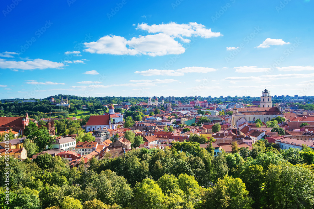 Panorama of Vilnius cityscape with churches Baltic