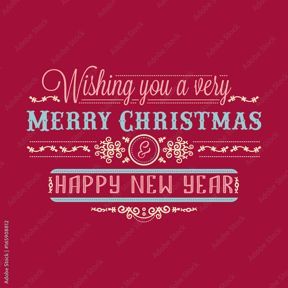 New Year card. Holiday colorful decor. Lettering 