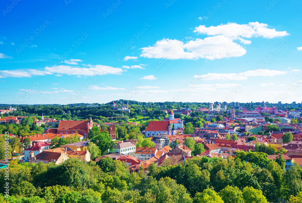 Panorama of Vilnius cityscape and churches Baltic