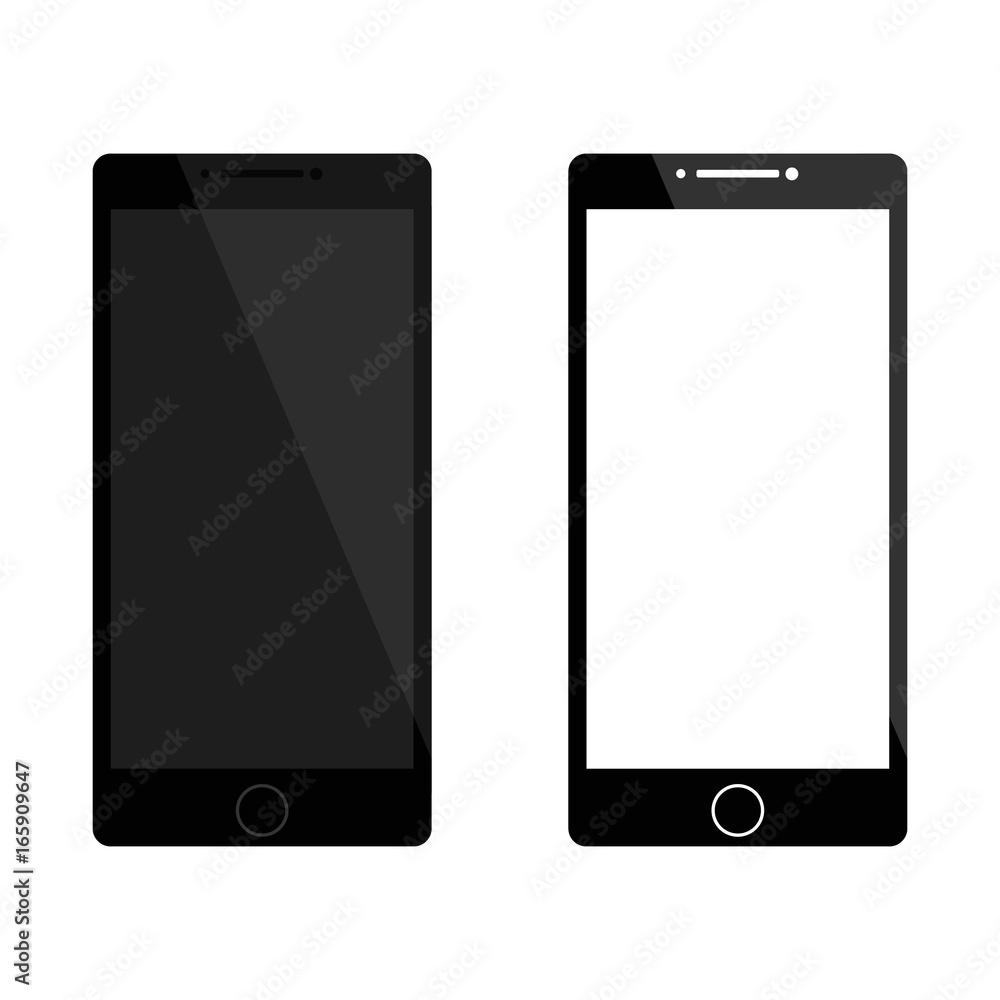Modern glossy electrical smart phone with black and white blank screen Modern glossy electrical smart phone with black and white blank screen