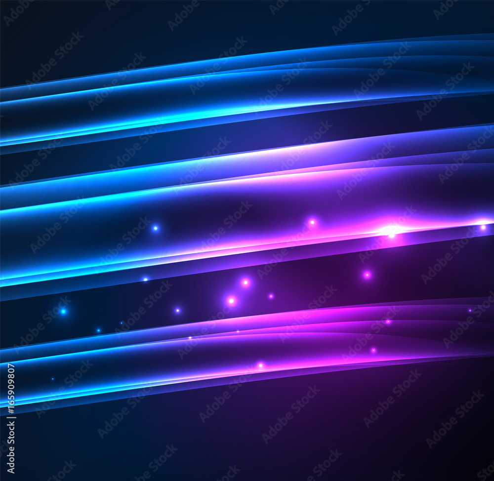 Fototapeta premium Energy lines, glowing waves in the dark, vector abstract background