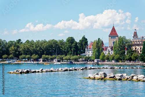 Lake Geneva embankment at Chateau Ouchy in Lausanne