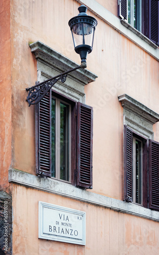 Via di Monti Brianzo street sign on wall in Rome