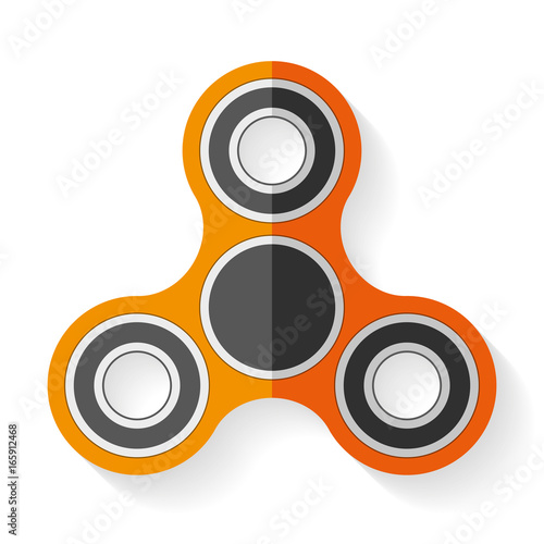Hand spinner icon in flat style, orange toy on white background. Vector design element for you project