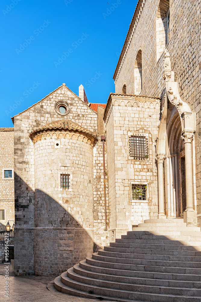 Circular steps of Dominican Monastery at Old town of Dubrovnik