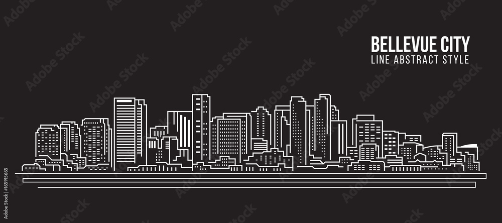 Cityscape Building Line art Vector Illustration design - Bellevue city