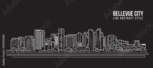 Cityscape Building Line art Vector Illustration design - Bellevue city photo