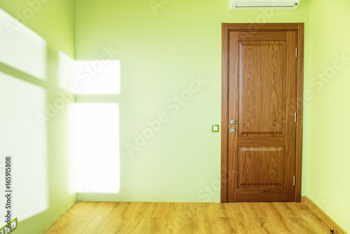 Living room interior of green empty room