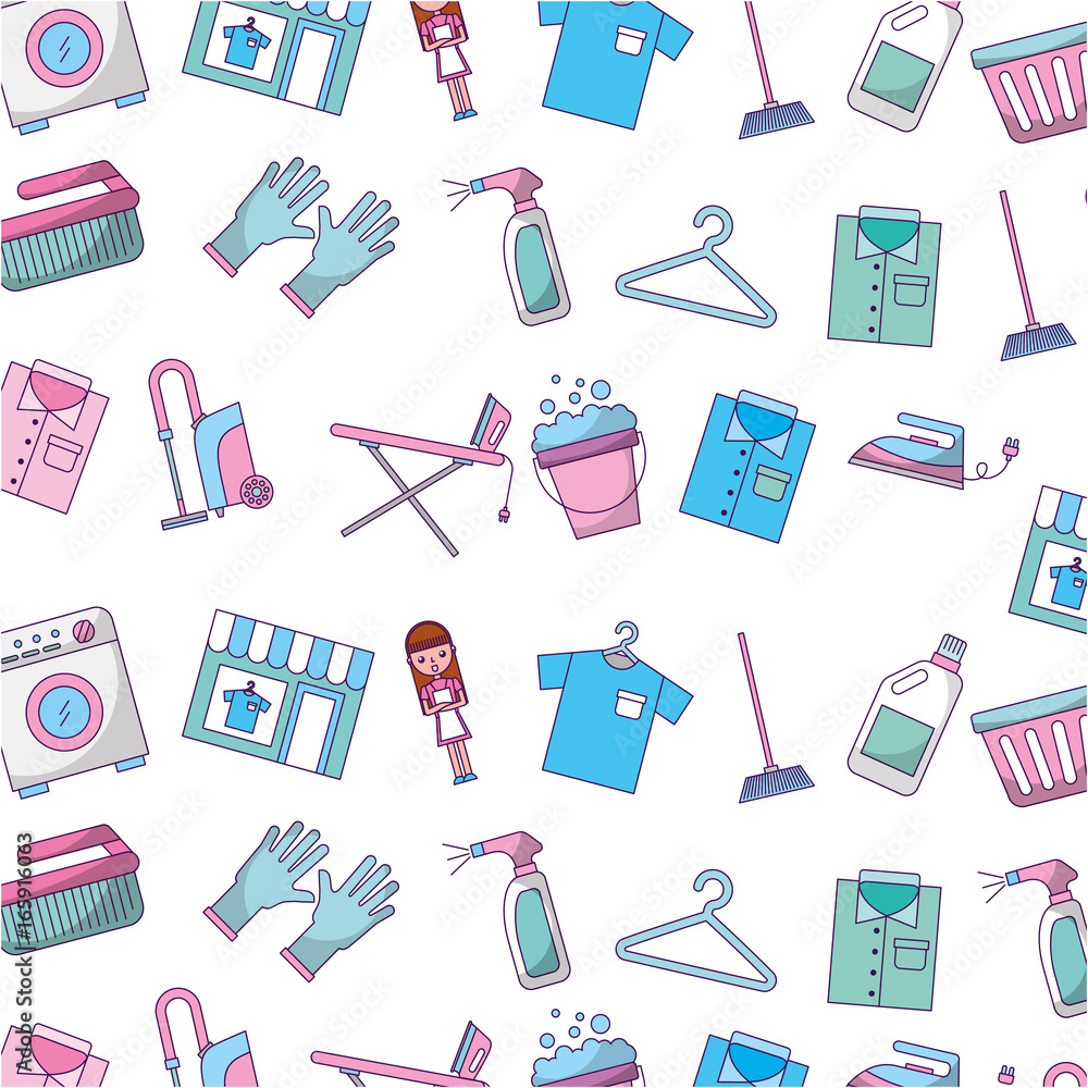 Laundry icons pattern background vector illustration design Laundry icons pattern background vector illustration design