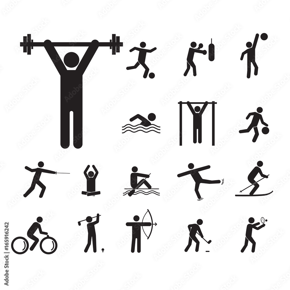 Sport Icon Playing People Black Set. Vector Sport Icon Playing People Black Set. Vector
