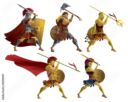 greek, roman and barbarian warriors photo