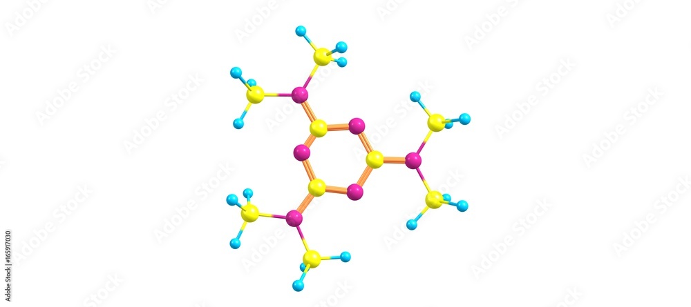 2,4,6-trisdimethylamino-1,3,5-triazine molecular structure isolated on white