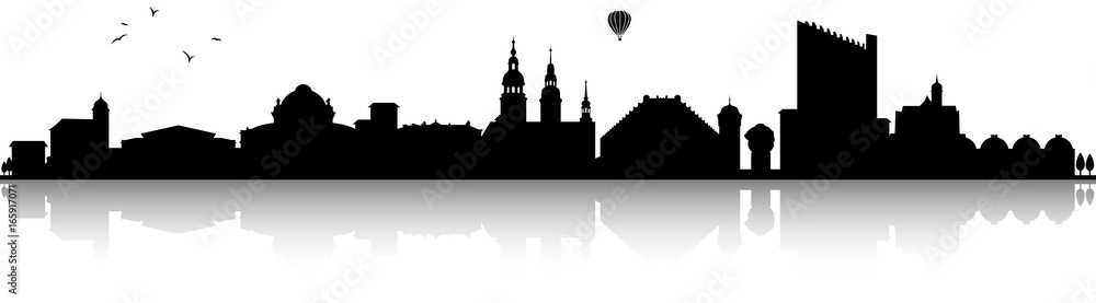 Chemnitz Skyline Silhouette schwarz