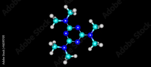 2,4,6-trisdimethylamino-1,3,5-triazine molecular structure isolated on black