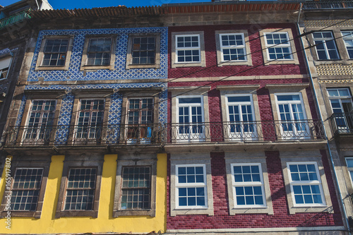 Facades of the vintage houses in Porto, Portugal