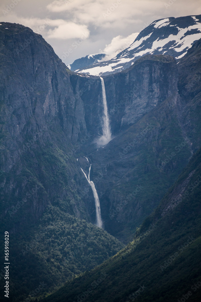 Fototapeta premium Mardalsfossen seen from the fjord.