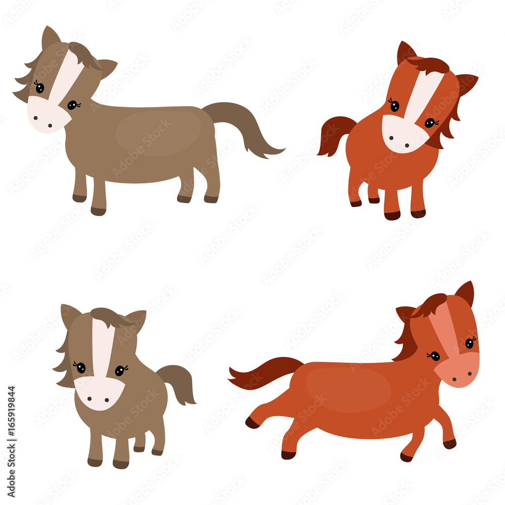 Set of cute horses Set of cute horses