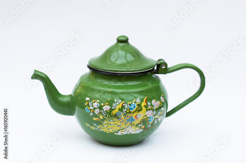Green enamel coffeepot