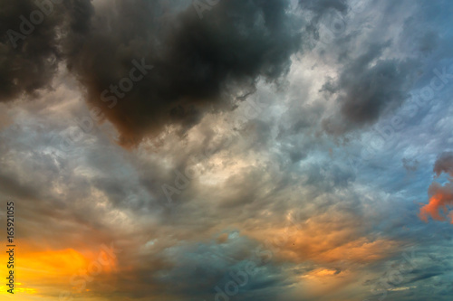 The sky with clouds is photographed in Russia during sunset.