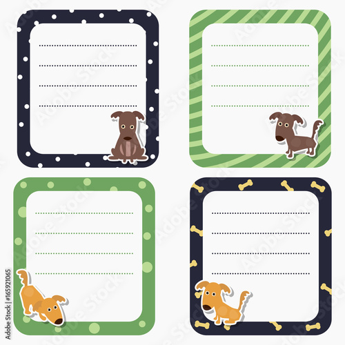 Cute cards or stickers with dog.