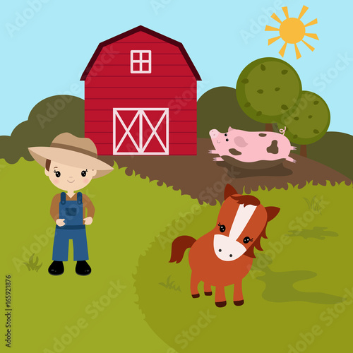 Cartoon farm landscape