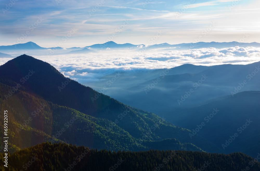 Carpathian Mountains in the morning.