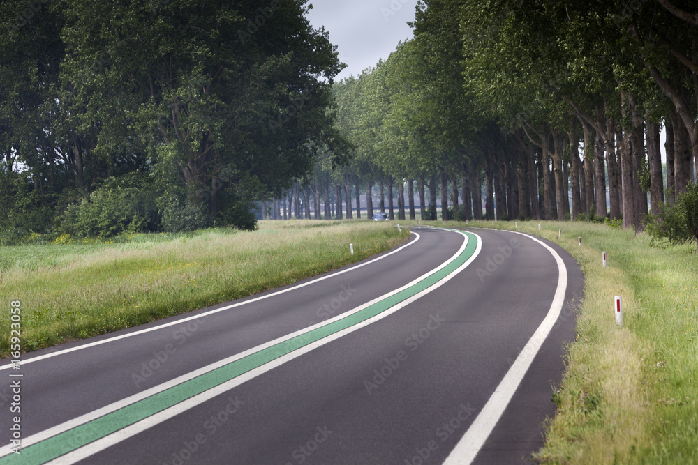 Fototapeta premium Motorway with green line in the Netherlands