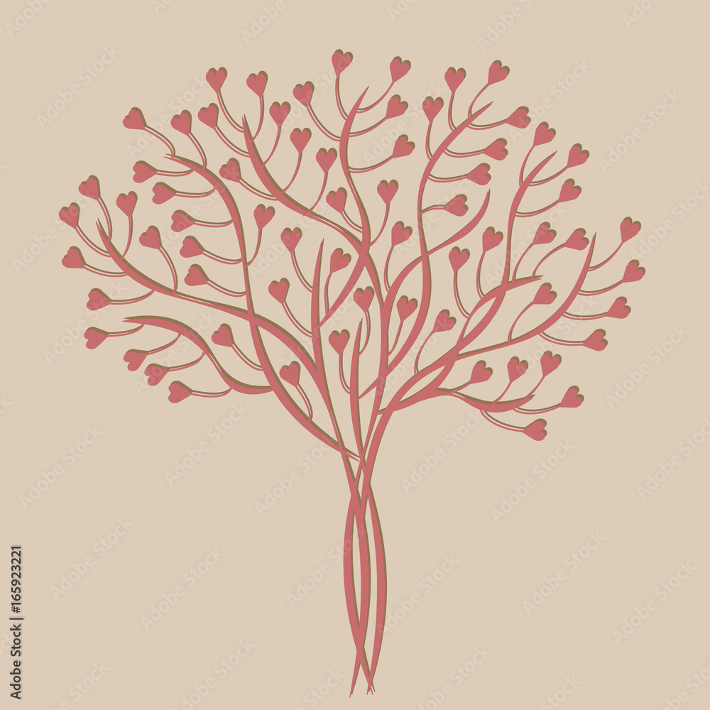 Fototapeta premium Decorative tree. No mesh, gradient, transparency used. Objects grouped and named in English.