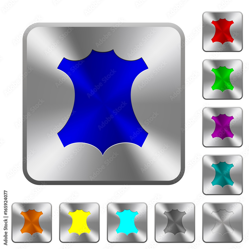 Naklejka premium Genuine leather symbol rounded square steel buttons