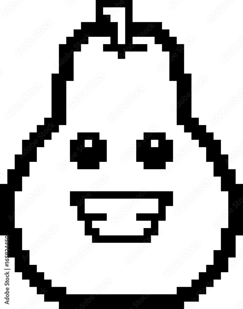 Smiling 8-Bit Cartoon Pear