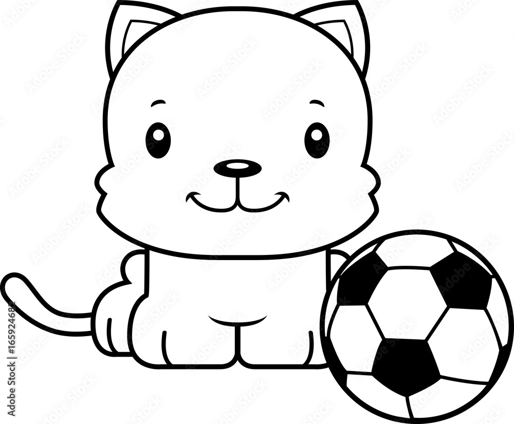 Cartoon Smiling Soccer Player Kitten Cartoon Smiling Soccer Player Kitten