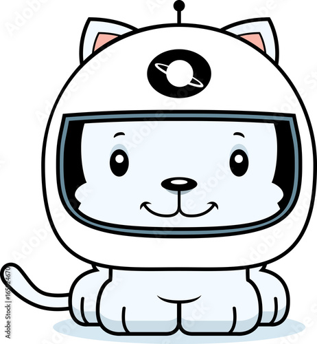 Cartoon Smiling Astronaut Kitten