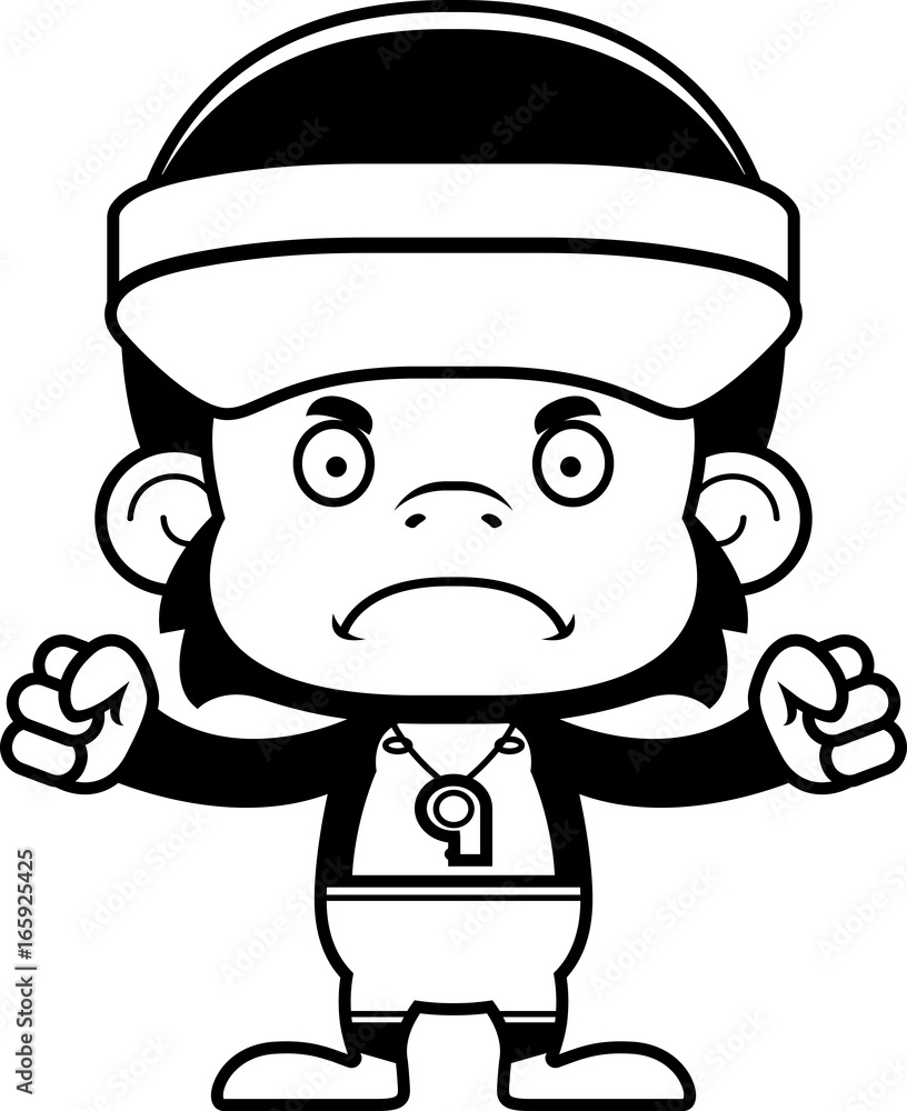 Cartoon Angry Lifeguard Chimpanzee Cartoon Angry Lifeguard Chimpanzee