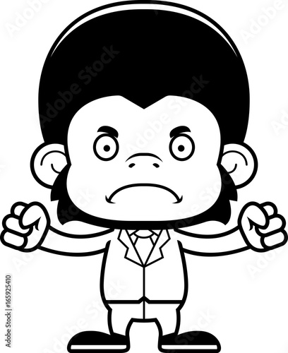 Cartoon Angry Businessperson Chimpanzee