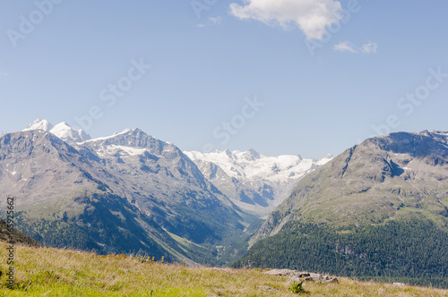 St. Moritz, Engadin, Oberengadin, Bernina, Val Bernina, Val Roseg, Muottas Muragl, Alpen, Rosatschgruppe, Wanderweg, Graubünden, Sommer, Schweiz