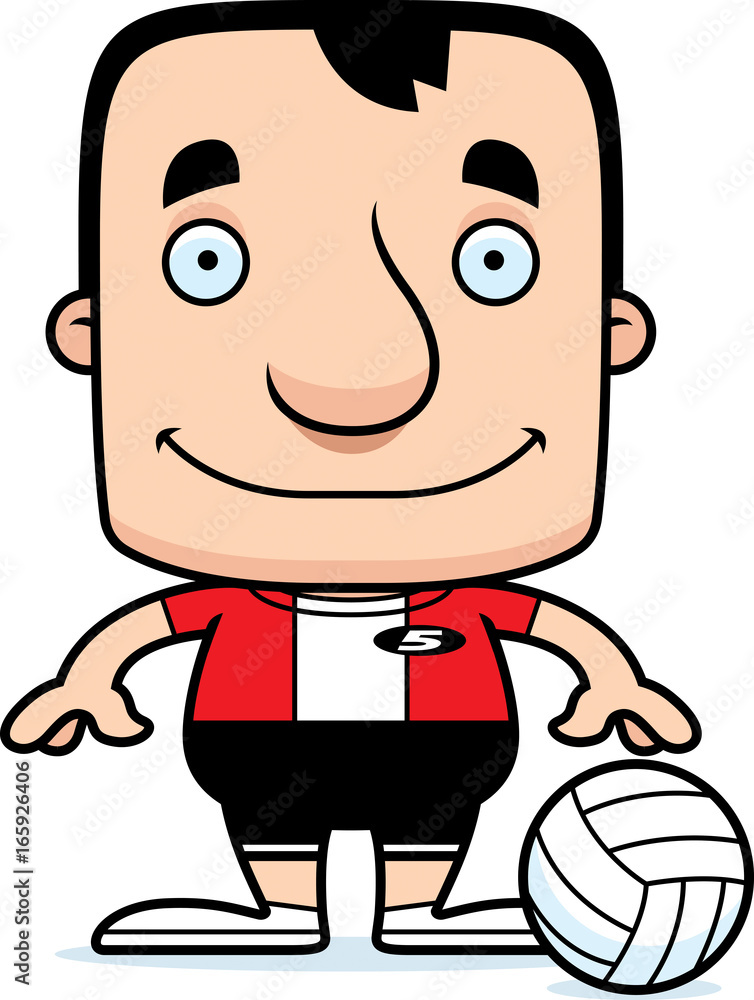 Cartoon Smiling Volleyball Player Man Cartoon Smiling Volleyball Player Man